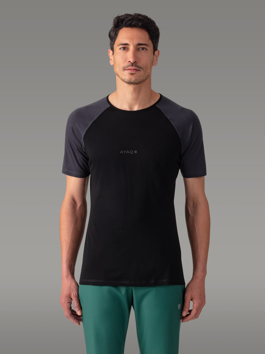 BIAFO 100% Merino T-shirt - color Black Storm