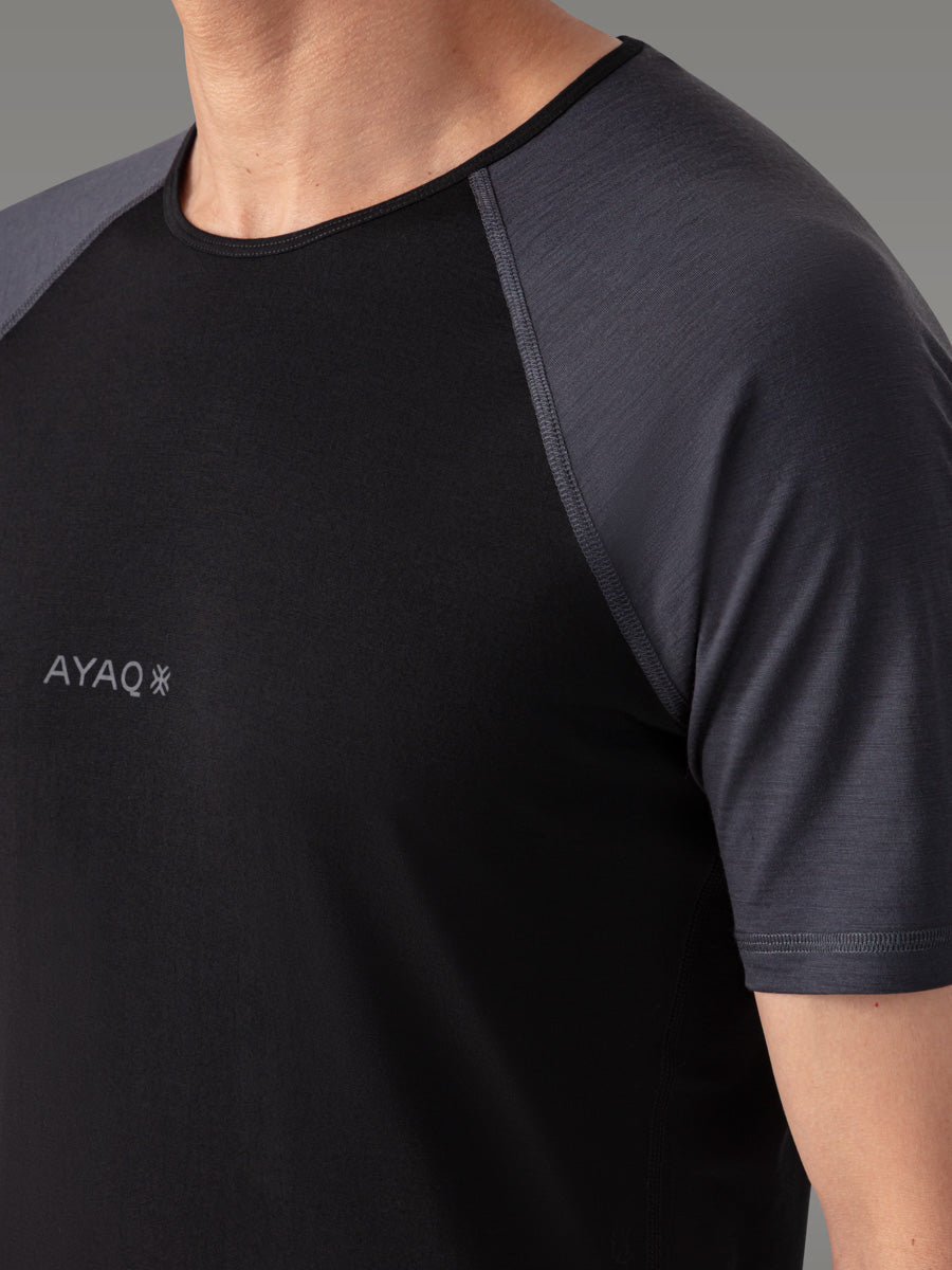 BIAFO 100% Merino T-shirt - color Black Storm