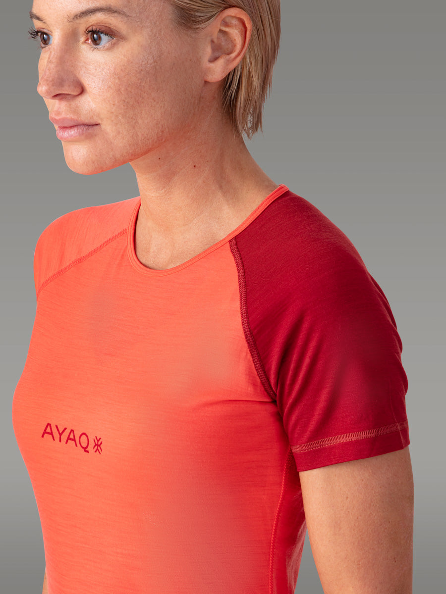 BIAFO 100% Merino T-shirt - color Salmon Orange