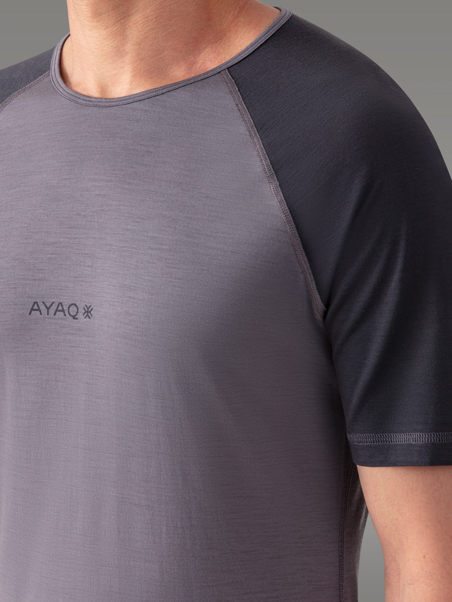 BIAFO Tシャツ 100% メリノ — Grey Volcano