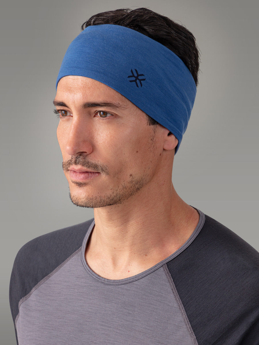 MANDRONE Stirnband 100 % Merino — Blue Lake