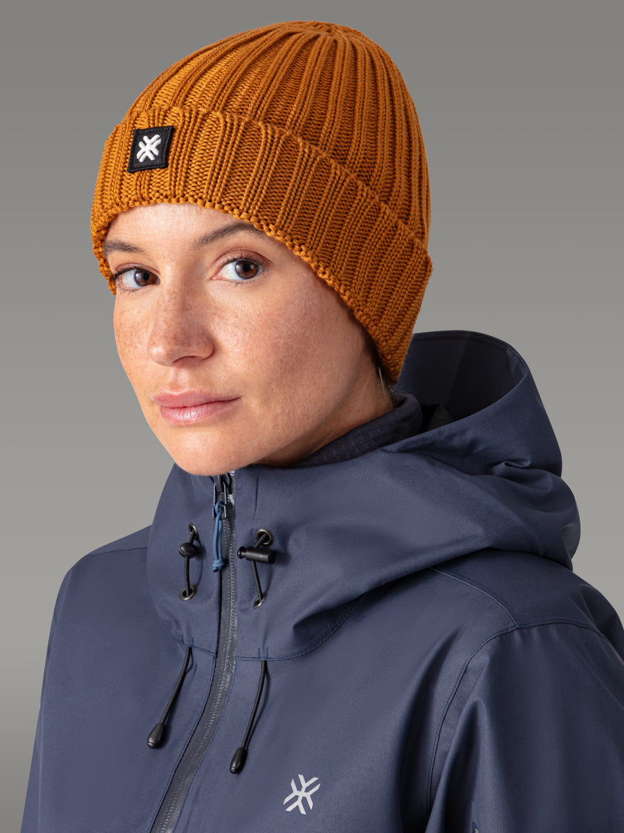 DAMMA Bonnet chaud 100% Mérinos — Orange Bryce