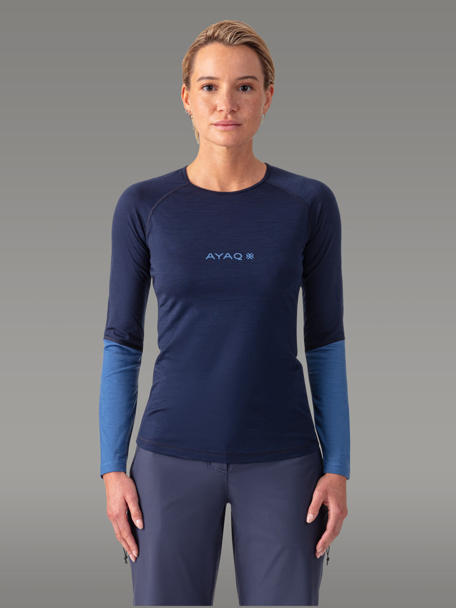 MEFONNA Tシャツ 100% メリノ — Blue Slate