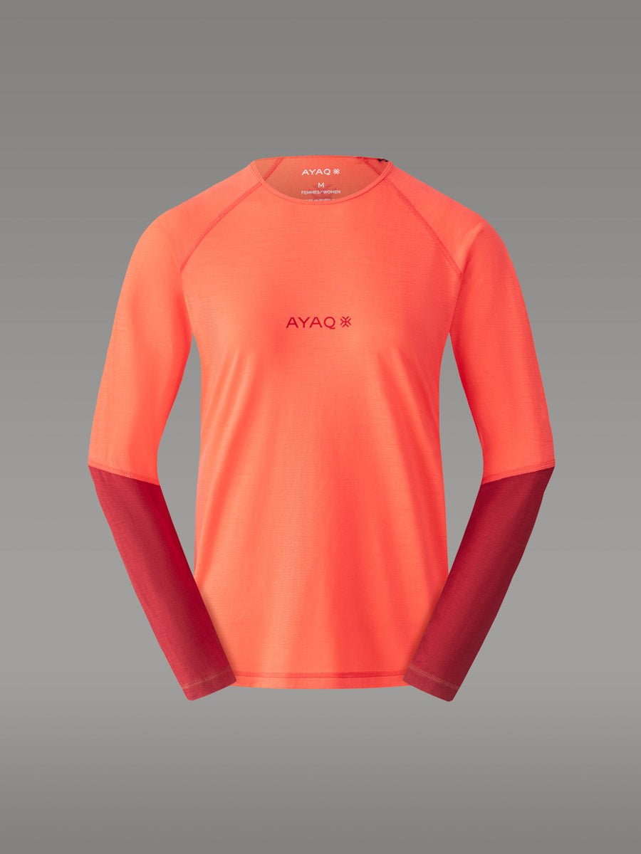 MEFONNA Tシャツ 100% メリノ — Orange Salmon